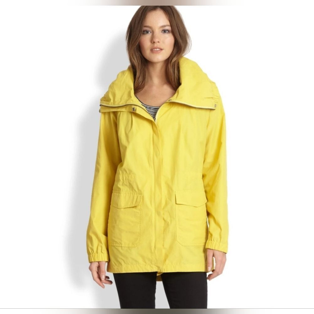 EILEEN FISHER COTTON NYLON DRAWSTRING WAIST  POCKET UNLINED RAIN JACKET SIZE L